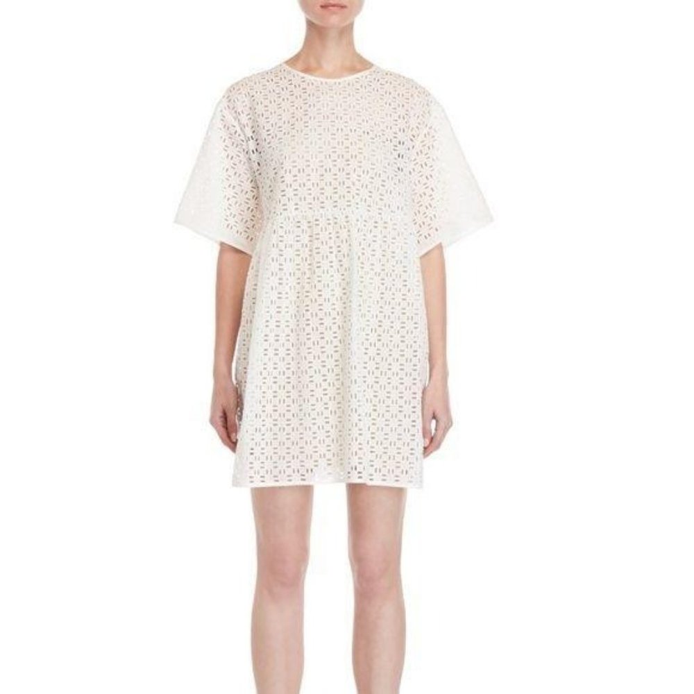 AVN Cotton Eyelet Tent Dress Tessuto Abito Arricci